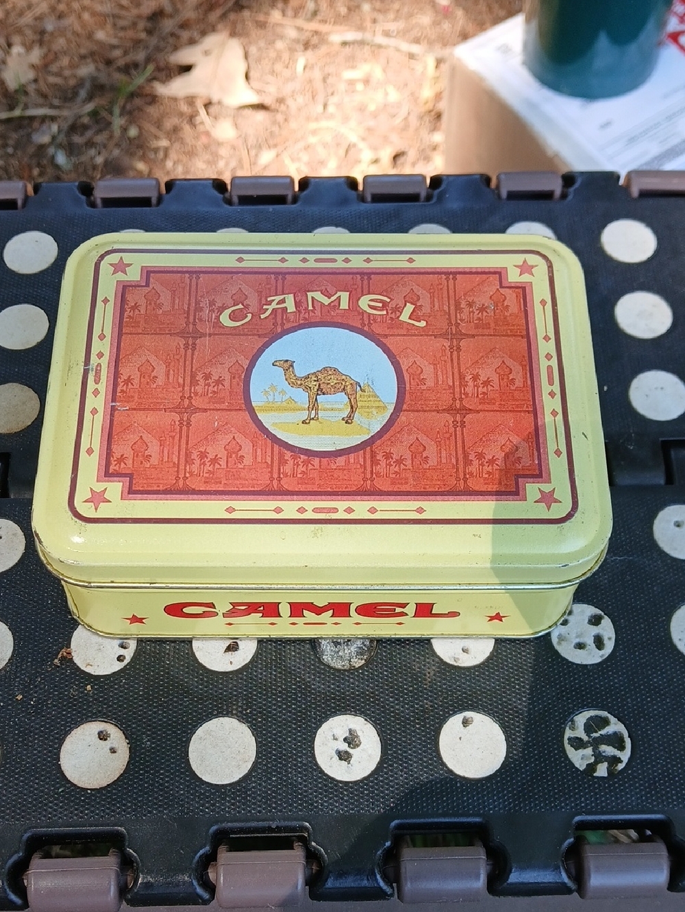 Camel Metal Game Tin - Yellow and Red Retro Collector's Box